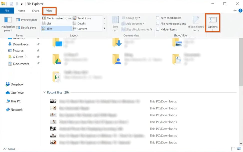 restablecer el explorador de archivos en Windows 10