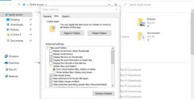 restablecer el explorador de archivos en Windows 10 7